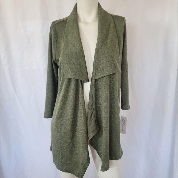 NY Collection olive green cardigan size S - Picture 4 of 12